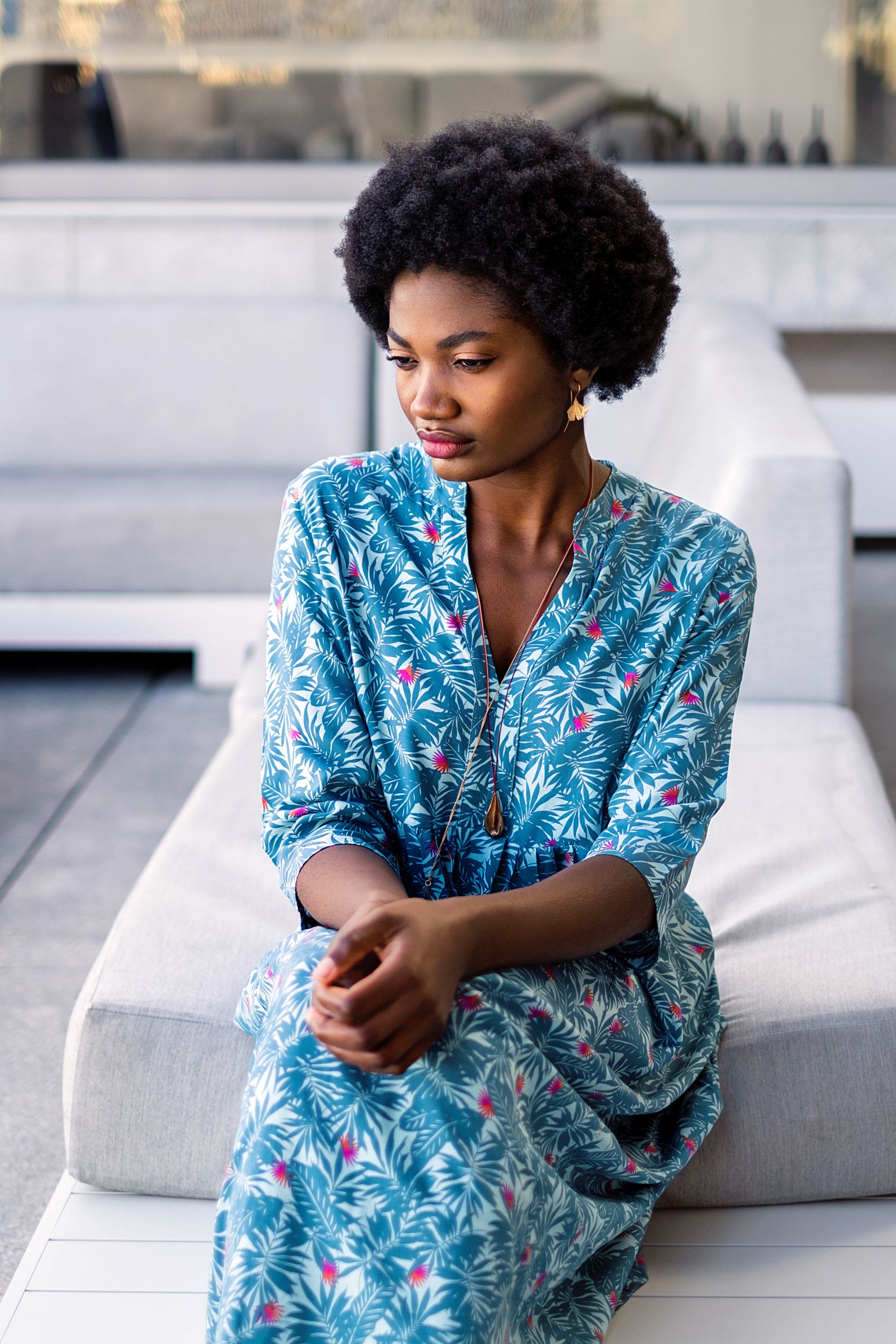 Mrs Maiden hair earrings with Wild pear pendant